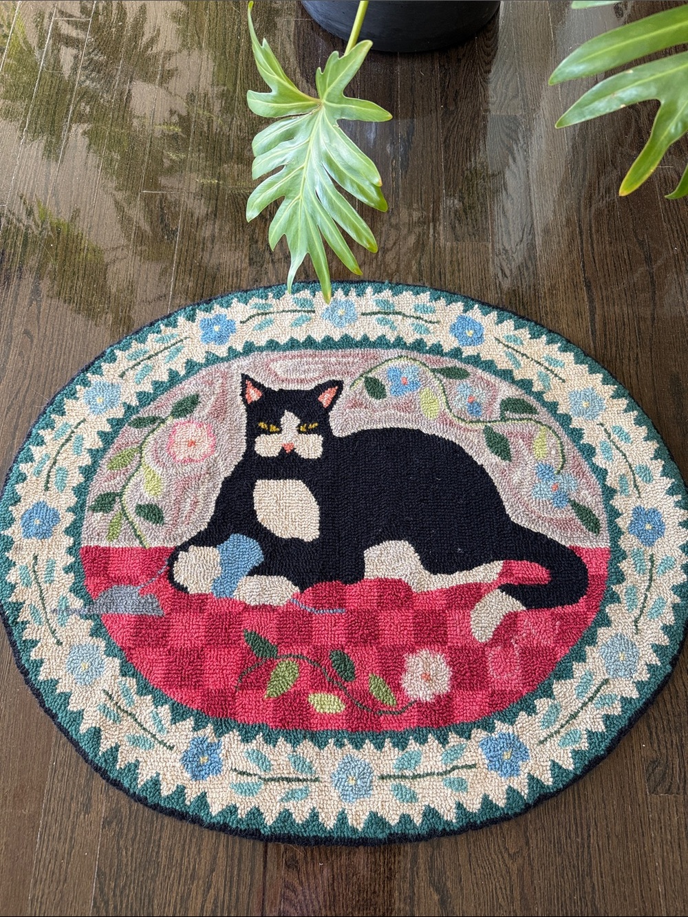 Vintage 1995 Claire Murray ‘Country Cat’ Hand Hooked Rug - Picture 7 of 7